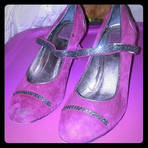 Coach Eden purple suede heels